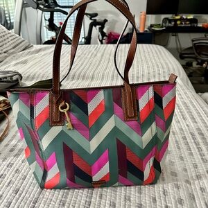 Fossil Keystone Colorful Chevron Tote Bag